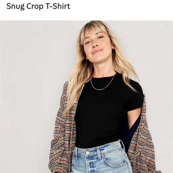 Old Navy Women's ribbed snug crop tee size large - Picture 1 of 7